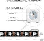 SEZO_WS2812B_ECO_LED_Strip_Light_3.3FT/16.4FT_-_60LEDs/100LEDs/144LEDs/150LEDs/300LEDs_300Pixels_Individually_Addressable_Programmable_5050SMD_Digital_RGB_Alloy_Wires_Flexible_Dream_Color_IP30_Non-Waterproof_PCB_Black_DC5V