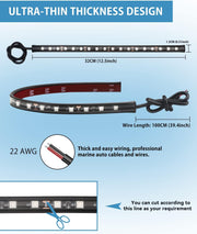 Keiurot_12V_Led_Light_Strip_32CM_Waterproof_LEDs_Light_Strips_for_Cars_Motorcycles_Golf_Cart_Interior_&_Exterior_Marine_Boat_Red/Blue/Green/ICE_Blue/White/Pink/Amber__Led_Strip_Lights_5050_18SMD,Pack_of_4