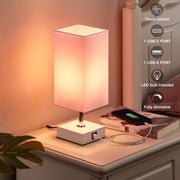 Ambimall_Touch_Control_Table_Lamp_with_2_USB_Charging_Ports,_3_Way_Touch_Lamps_Beside_Desk,_Nightstand_Lamp_for_Bedrooms_Living_Room,_Pink_Shade_with_White_Base,_LED_Bulb_Included(Pink)