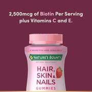 Nature's_Bounty_Optimal_Solutions_Hair,_Skin_&_Nails_Vitamin_Gummies_with_Biotin,_2500_mcg,_Strawberry,_80_Count,_40_Total_Servings