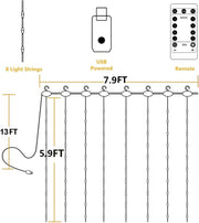 YEOLEH_String_Lights_Curtain,USB_Powered_Fairy_Lights_for_Bedroom_Wall_Party,8_Modes_&_IP64_Waterproof_Ideal_for_Outdoor_Wedding_Decor_