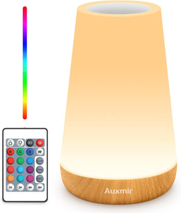 Auxmir_LED_Night_Light_Bedside_Lamp_Touch_and_Remote_Control_Dimmable_Tabletop_13_RGB_Colors_Changing_5_Brightness_Adjustable_Rechargeable_Portable_Lamp_for_Baby_Kids_Nursery_Bedroom_Bathroom_Camping