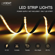 COB_LED_Strip_Lights_Daylight_White/Warm_White/Neutral_White_16.4ft/32.8ft_High_CRI_95Ra+_Super_Bright,Flexible_Tape_Lights_for_Bedroom,Mirror,Kitchen_Cabinet,_Living_Room(Power_Supply_Not_Included)