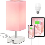 Ambimall_Touch_Control_Table_Lamp_with_2_USB_Charging_Ports,_3_Way_Touch_Lamps_Beside_Desk,_Nightstand_Lamp_for_Bedrooms_Living_Room,_Pink_Shade_with_White_Base,_LED_Bulb_Included(Pink)