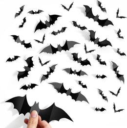 140Pcs_Bats_Halloween_Decor,_Spooky_Halloween_Party_Supplies_Stickers,_3D_Bats_Wall_Decal,_Cute_Halloween_Decorations_Indoor_for_Bedroom,_Bathroom,_Home,_Door,_Window,_Office