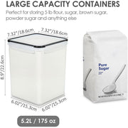 Vtopmart_Large_Food_Storage_Containers_5.2L_/_176oz,_4_Pieces_BPA_Free_Plastic_Airtight_Canisters_for_Flour,_Sugar,_Baking_Supplies,_Rice_with_Lids,_4_Measuring_Cups_and_24_Labels,_Black_Kitchen_Set_Utensils
