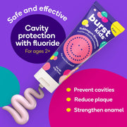 BURST_Bubblegum_Bonanza_Kids_Toothpaste_with_Fluoride_(4oz)_|_Great_Tasting_|_Flavored_for_Children_&_Toddlers_|_Anticavity_|_Dye_Free_&_Vegan_|_Safe_for_Kids_Ages_2+