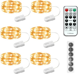 6PCS_Fairy_Lights_Battery_Powered_with_Remote,_7ft_20LEDs_Twinkle_Mini_Lights_with_Timer,_Waterproof_Small_Silver_Wire_Firefly_Starry_for_DIY_Wedding_Party_Christmas