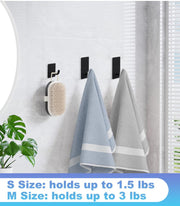 14_Pcs_Towel_Hooks_with_Removable_Strips_for_Hanging,_Adhesive_Wall_Heavy_Duty,_Outdoor_No_Damage,_Sticky_Hook_for_Bathrooms,_Shower,_Stockings,_Decor,_Robe,_Small,_Black_304_Stainless_Steel