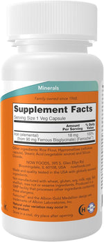 NOW_Foods_Supplements,_Iron_18_mg,_Non-Constipating*,_Essential_Mineral,_120_Veg_Capsules