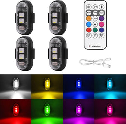 4PCS_Wireless_LED_Strobe_Lights_with_Remote_Control,_8_Colors_USB_Charing_Waterproof_Anti-Collision_Led_Emergency_Warning_Lights_for_Car_Motorcycle_Drone_Aircraft_Bike