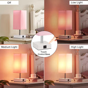 Ambimall_Touch_Control_Table_Lamp_with_2_USB_Charging_Ports,_3_Way_Touch_Lamps_Beside_Desk,_Nightstand_Lamp_for_Bedrooms_Living_Room,_Pink_Shade_with_White_Base,_LED_Bulb_Included(Pink)