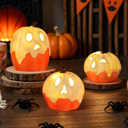 Halloween_Decorations,Light_Up_Ghost_Pumpkin_Decorations_Set_of_3,Cute_Halloween_Decor_Indoor_for_Kitchen_Tabletop_Fireplace_Mantel_Party_Home_Decor