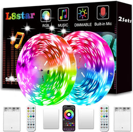 L8star_Battery_Powered_Led_Strip_Lights,_13ft/20ft/2x16.4Ft_(32.8Ft),Two_Sets_of_Strip_Light_with_4_AA_Battery_Box/USB_RGB_LED_Lights,_Remote_and_APP_Control