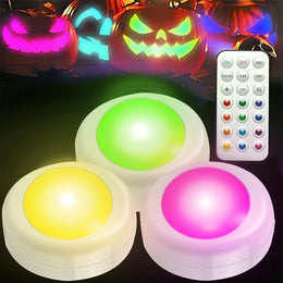 LED_Color_Changing_Pumpkin_Lights_with_Timer_Control,_Colored_Puck_Light_Battery_Operated,_16_Multi_Colors_LED_Cabinet_Light,_Under_Counter_Lights,_Valentine_Day_Holiday_RGB_Decoration_Candles