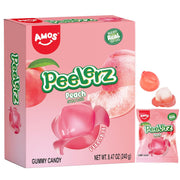 AMOS Peelerz Lychee Gummy Candy, Peelable Fruit-Shaped Candy, 8.47oz Box with 10 Individual Packs – Fun Peeling Gummy Snack Made with Real Juice