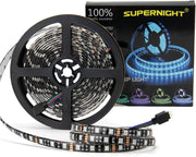 SUPERNIGHT_LED_Strip_Lights,_16.4FT_5M_SMD_5050_Waterproof_300LEDs_RGB_Color_Changing_Flexible_LED_Light_Strip_for_Bedroom,_TV_Back_Lighting,_Christmas,_Valentine's_Day_(Black_PCB)