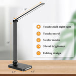 LED_Desk_Lamp_with_USB_Ports,Touch_Desk_Lamps_for_Home_Office_with_5_Color_Modes,3_Brightness_Desk_Light_with_Small_Night_Light,Reading_Lamp_Table_Lamp_for_Bedroom_Bedside_Study_Black_（with_adapter）
