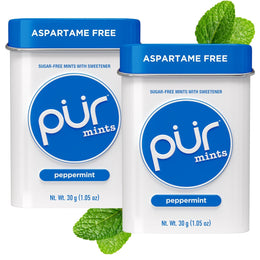 PUR_Mints_|_Aspartame_Free_Mints_|_Made_with_Xylitol_|_Sugar_Free,_Vegan,_Gluten_Free_&_Keto_Friendly_|_Natural_Peppermint_Flavored_Mints,_30_Pieces_(Pack_of_2)