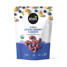 Elan_Organic_Acai_Blueberry_Cashews,_5.3_oz,_Non-GMO,_Vegan,_Gluten-Free,_Kosher,_Glazed_Nuts_(Roasted_Cashews,_Acai_Berry_Powder,_Blueberry_Juice_Powder),_Superfood_Infused_Nuts