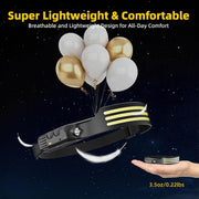 2PCS_Headlamp_Rechargeable,_Motion_Sensor_230°_COB_Head_Lamp,_Headlights_for_Forehead,_Hard_hat_Light_for_Adults,_LED_Headband_Flashlight_for_Work,_Hiking,_Running,_Camping_Essentials_Gear