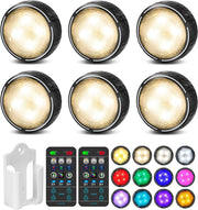 LED_Puck_Lights_with_Remote_Control,_Battery_Operated_Wireless_Closet_Light,_Under_Cabinet_Lighting_Stick_on_Tap_Push_Lights,_Color_Changing_Under_Counter_Light_for_Kitchen,_2_Pack/6_Pack_-_Black/White