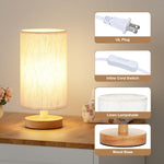 Fenmzee_Small_Table_Lamp_for_Bedroom_-_Inline_Control,_Bedside_Lamp_with_3000K_A15_LED_Blub,_Easy_Assembly_(Cream_Shade_-_Wood_Base,_9