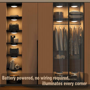 ILYXY_LED_Puck_Lights_with_Remote,_3_Pack/6_Pack_Under_Cabinet_Lighting,_Battery_Operated_Push_Light,_Dimmable_&_Color_Changing_Tap_Lights,_Stick-On,_Black/White