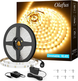 Olafus_16.4ft/32.8ft_LED_Strip_Lights_Warm_White/_Daylight_White_Dimmable,_LED_Rope_Light_Kit_12V_Flexible_Under_Cabinet_Lighting_Strips,LEDs_2835,_Bright_Led_Lights_for_Bedroom,_UL_Listed_Plug
