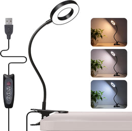 Foneso_Desk_Lamp_Clip_on_Light,_48_LED_USB_Lamp_with_3_Color_Modes_10_Brightness_Levels,_360°_Flexible_Gooseneck_Eye_Protection_Bed_Night_Light_for_Reading,_Makeup,_Craft_(Black)
