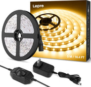 Lepro_LED_Strip_Light_White,_16.4Ft/32.8ft_Dimmable_Vanity_Lights,_3000K_Super_Bright_LED_Tape_Lights,_300_LEDs_SMD_2835,_Strong_3M_Adhesive,_Suitable_for_Home,_Kitchen,_Under_Cabinet,_Bedroom,_Warm_White