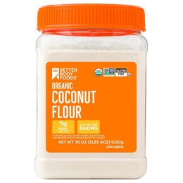 BetterBody_Foods_Organic_Coconut_Flour_2.25_Pound_Jar,_Gluten-Free_White_Flour_Alternative_with_a_Slight_Coconut_Taste_and_Aroma,_23%_Dietary_Fiber_per_Serving