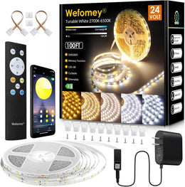 White_LED_Strip_Lights,_100ft_Dimmable_Bright_24V_Led_Tape_Light_with_Remote_and_App_Control,_2700K-6500K_White_LEDs_Lights_for_Bedroom,_Kitchen,_Ceiling