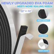 33FT_EVA_Weather_Stripping_Soundproof_Foam_Insulation_Tape_with_Adhesive_Foam_Weatherstripping_Door_Seal_Weather_Strip_for_Door_Frame/Window/Gaps_Sound_Proof