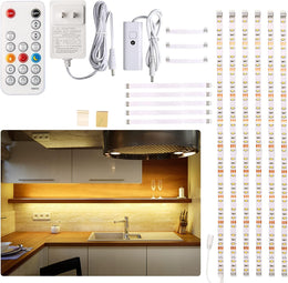 WOBANE_Under_Cabinet_LED_Lighting_Kit,_6_PCS_Dimmable_LED_Strip_Lights_with_Remote_Control_Dimmer,_24W_Adapter,_Hidden_2700K_Warm_White/_Natural_White_Set,_Bright_1500lm,_Timing,_Kitchen,_Counter,_Shelf,_Showcase