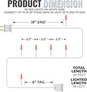 612_Vermont_50_Red_Christmas_Lights_on_a_White_Wire_String,_UL_Approved,_Indoor_and_Outdoor_Use,_9_Foot_of_Lighted_Length,_11_Foot_of_Total_Length