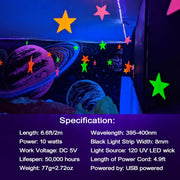 6.6FT/2M_LED_Black_Light_Strip_-_120_Units_LED_UV_Wick_395-400nm,_USB_DC_5V_Flexible_Blacklight_Fixtures,_10W_Blacklight_Strip_for_Indoor_Decor,_Glow_Poster,_Bedroom,_Playroom,_Halloween,_Dark_Party
