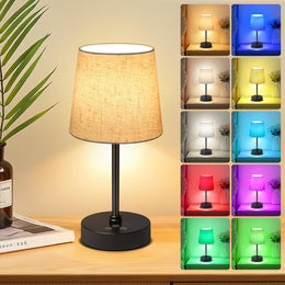 Small_Cordless_Table_Lamp,5000mAh_Rechargeable_Battery_Operated_Desk_Lamp,3_Colors_&_7_RGB_Stepless_Dimmable,_Portable_Touch_Fabric_Shade_LED_Night_Light_for_Bedroom_Restaurant_Home(Flaxen)