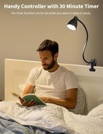 BOHON_Desk_Lamp_5_Color_Modes_10_Brightness_Dimmer_Reading_Light_10W_38_LED_Clamp_Lamp_with_Auto_Off_Timer_360°_Flexible_Neck_Clip_on_Light_for_Bed_Bedside,_AC_Adapter_Include
