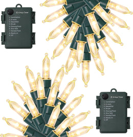 WATERGLIDE_2_Pack_50_LED_Outdoor_Christmas_Lights,_16FT_Battery_Operated_Mini_String_Lights_with_8_Modes_&_Timer,_Xmas_Tree_Lights_Waterproof_for_Patio_Garden_Party_Wedding_Holiday_Decor,_Warm_White