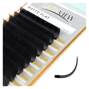 LASHVIEW Eyelash Extensions,Ellipse Flat Eyelash Extensions 0.15mm C Curl 8-15mm Mixed Tray,Mink Black,Individual Lashes,Super Matte Extremely Soft Professional Salon Use