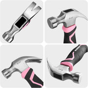 WORKPRO_8_oz_Claw_Hammer_with_Fiberglass_Handle,_All_Purpose_Hammer_with_Forged_Hardened_Steel_Head,_Pink_Ribbon