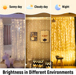 ZSJWL_300_LED_Curtain_Fairy_Lights_with_Remote,_8_Modes_9.8_×_9.8_Ft_Curtain_String_Light_USB_Plug_in,_Twinkle_Silver_Wire_Lights_for_Bedroom_Window_Chrismas_Wedding_Party,_Warm_White