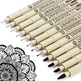 Micro_Fineliner_Drawing_Art_Pens:_12_Black_Fine_Line_Waterproof_Ink_Set_Artist_Supplies_Archival_Inking_Markers_Liner_Professional_Paintmarkers_Sketch_Outline_Anime_Sketching_Watercolor_Zentangle_Gift_Stuff