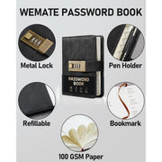 WEMATE_Password_Book_with_Lock,_Password_Book_with_Alphabetical_Tabs_600+_Password_Spaces,_Password_Logbook_with_Lock,_Password_Keeper_for_Computer_4.33_X_6.18_Inch