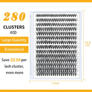Lash Clusters 40D-0.07D-9-16MIX B&Q 280 Clusters False Eyelash 20D 30D 40D Individual Lashes Cluster DIY Eyelash Extensions at Home (40D-0.07D,9-16MIX) Makeup Realistic Cosmetic Eyelashes Extensions Lightweight