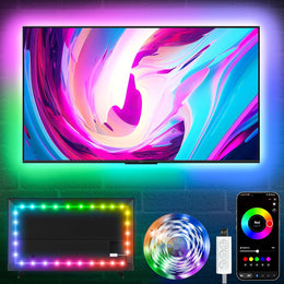 KSIPZE_RGB_LED_Strip_Lights_for_TV_(9.6FT–16.5FT),_Music_Sync_Bluetooth_APP_&_Remote_Control,_USB_Powered_TV_Backlight_for_32