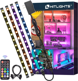 LED_Strip_Lights,_HitLights_4_X_1.0FT_(4FT)/3_X_1.64FT_(5FT)_Small_Light_Strips_Dimmable,_RGB_5050_Color_Changing_LED_Tape_Light_with_Remote_and_UL-Listed_Adapter_for_TV_Backlight,_Bedroom,_Cabinet_Shelf_Display