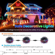 32ft/10M_100LED_Christmas_Tree_Lights,_8_Modes_Outdoor_Fairy_Lights,_Waterproof_Outdoor_String_Lights_Mains_Powered_for_Bedroom,_Garden,_Party,_Wedding,_Christmas_Decoration