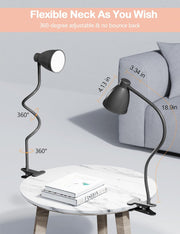 BOHON_Desk_Lamp_5_Color_Modes_10_Brightness_Dimmer_Reading_Light_10W_38_LED_Clamp_Lamp_with_Auto_Off_Timer_360°_Flexible_Neck_Clip_on_Light_for_Bed_Bedside,_AC_Adapter_Include